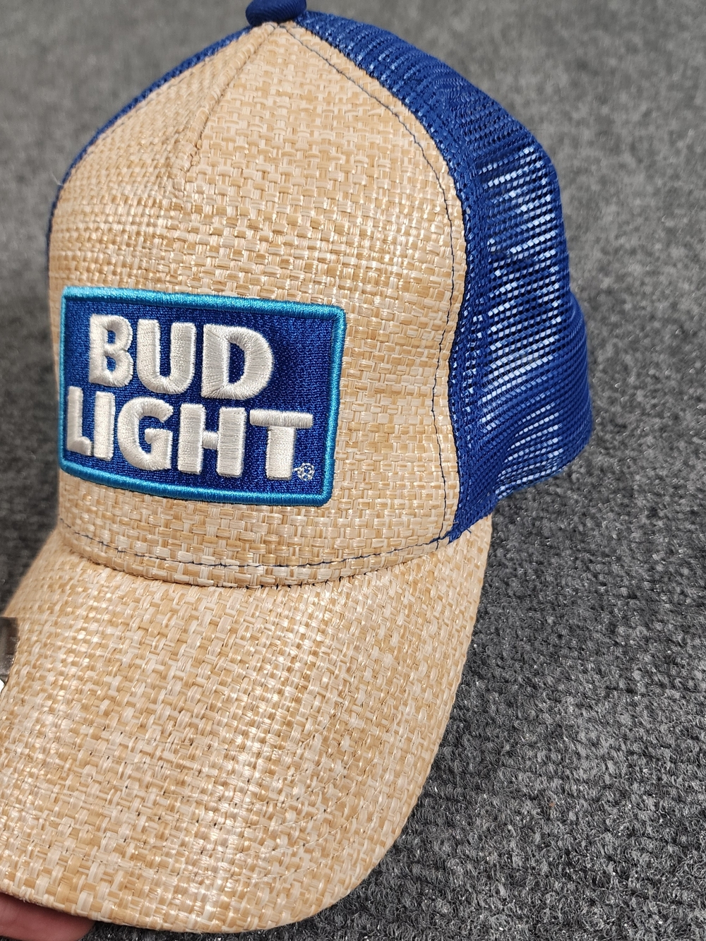 Bud Light Blue and Tan Trucker Hat